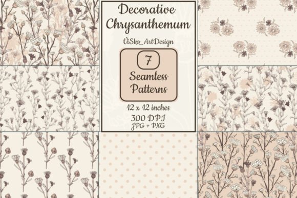 Beige Chrysanthemum Seamless Pattern