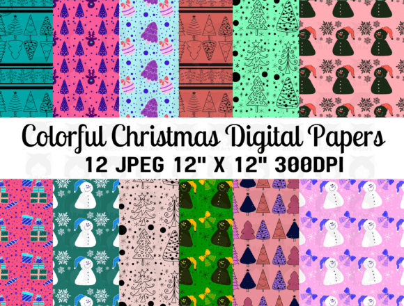 Colorful Christmas Digital Paper