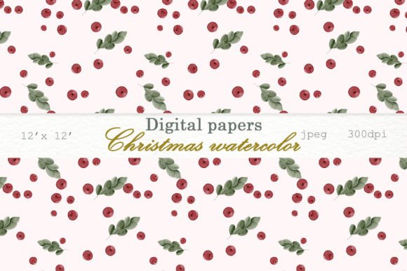 Digital Paper Christmas Watercolor Red