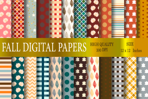 Fall Digital Papers Bundle, 24 SVG Paper