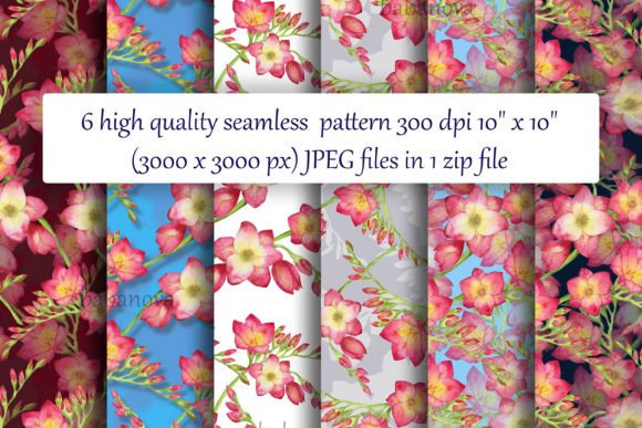Flowers Freesia Seamless Pattern