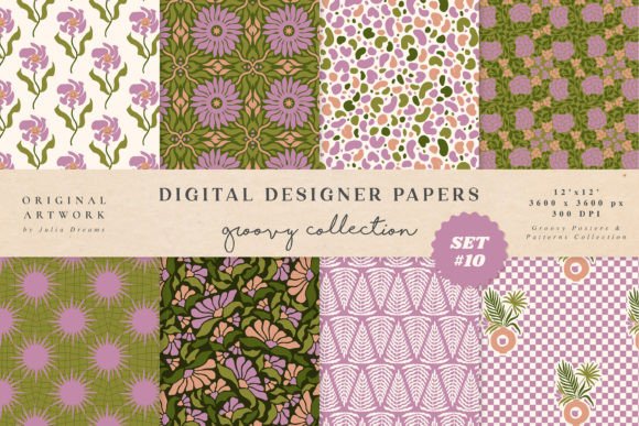 Happy Flowers Digital Papers Groovy Boho: A Versatile Resource for Creative Projects