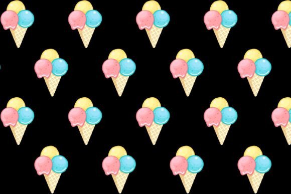 Ice Cream Pattern and 15 JPG File Ice Cream Digital Paper Patterns Design Bundle