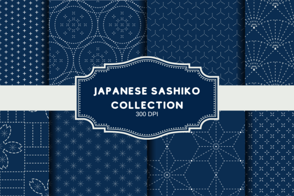 Japanese Sashiko and 8 Pack Background Digital Paper: A Creative Fusion for Designers and Crafters
