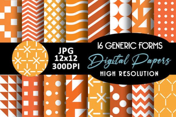 Orange Geometric Shapes Digital Papers