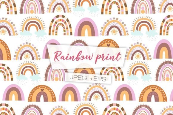 Rainbow Boho Pattern Digital Paper