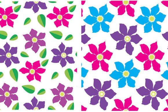 Retro Pattern with Clematis: A Timeless Design Choice