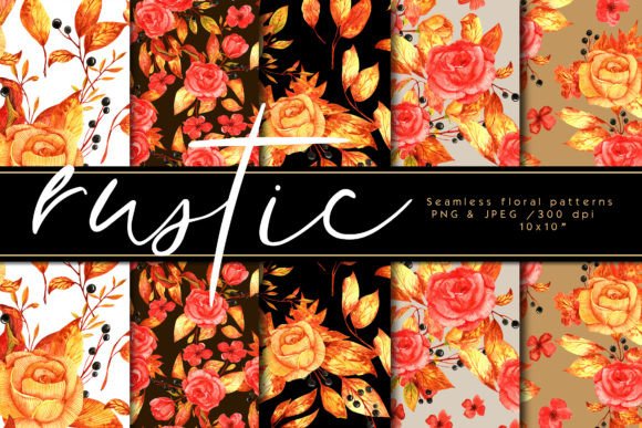 Rusty Watercolor Floral Digital Paper and Seamless Patterns: A Creative Resource for Designers and Crafters